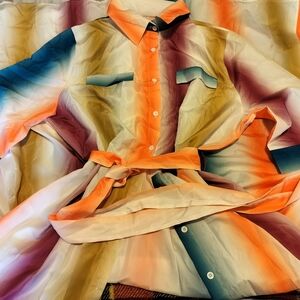 Sheroes Colorful Button-down Floor-length Duster Dress